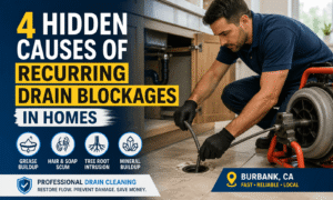Professional drain cleaning service for recurring drain blockages in Burbank CA.
