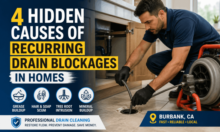Professional drain cleaning service for recurring drain blockages in Burbank CA.