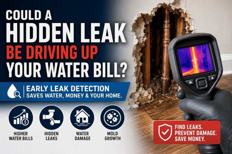 Hidden leak detection helping prevent water damage and high water bills.