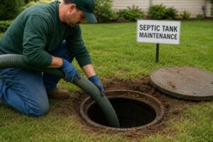 Septic tank maintenance in progress