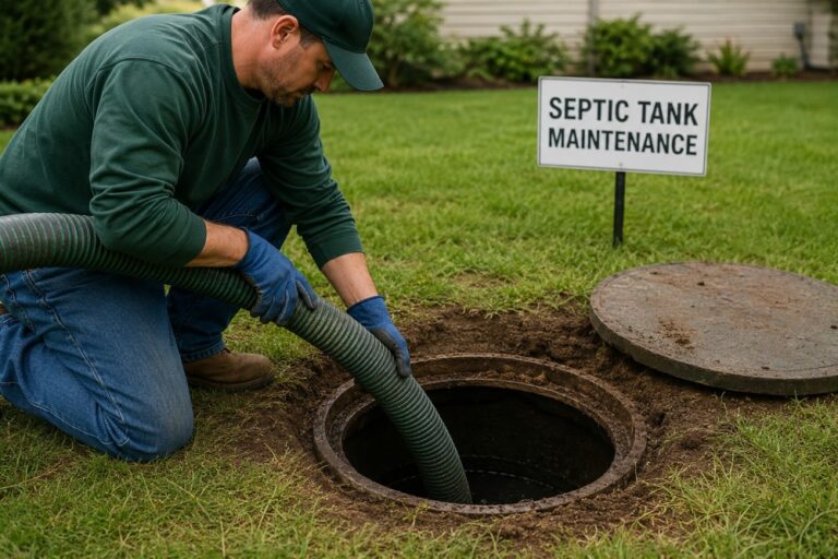 Septic tank maintenance in progress