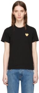 Comme des Garcons Play Black and Gold Heart T-Shirt