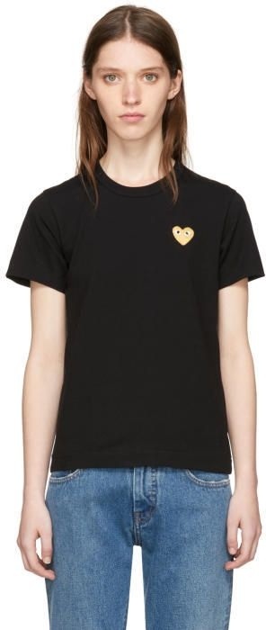 Comme des Garcons Play Black and Gold Heart T-Shirt