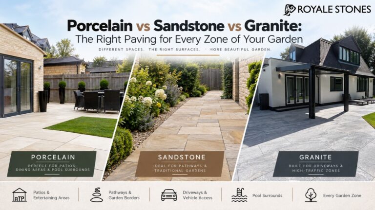 Porcelain vs Sandstone vs Granite: The Right Paving for Every Zone of Your Garden